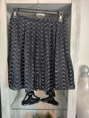 kate spade Black Skirt with White Wave Dot Print Women's SZ 2 New No Tags